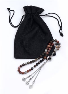 Subhati Prayer Beads ( Misbah ) with metal Parts and Picasso Jasper Stone | 8 MM Beads - 45 Pcs  - Image 2