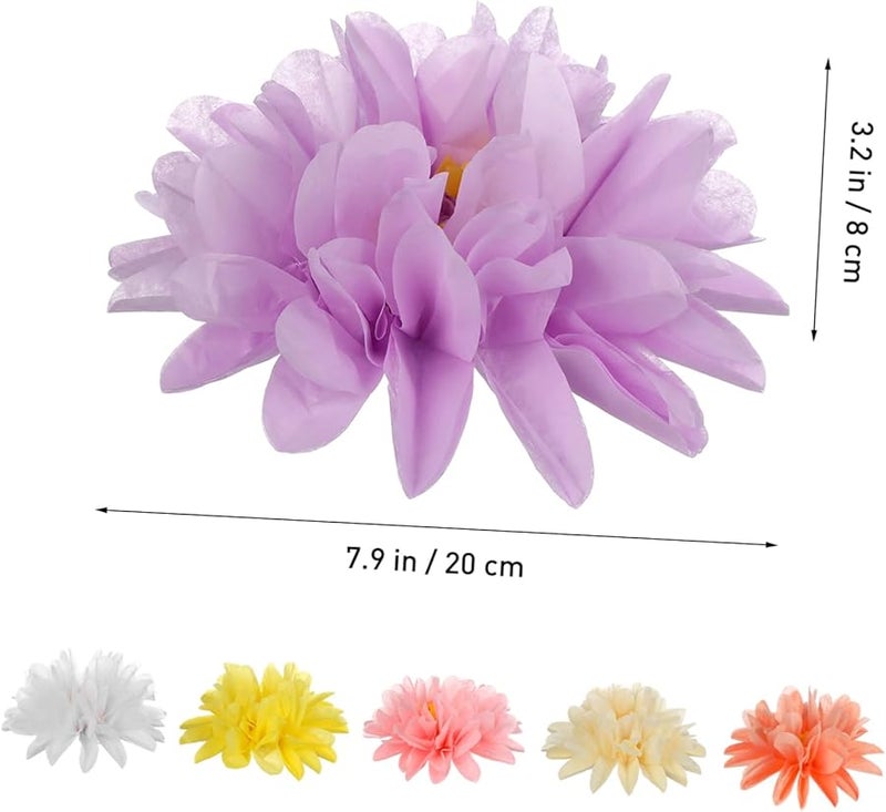 STOBOK 6 قطع زينة زهور ورقية لتزيين المنزل لحفلات الزفاف وأعياد الميلاد مجموعة زخارف جدارية زهرية - Image 3