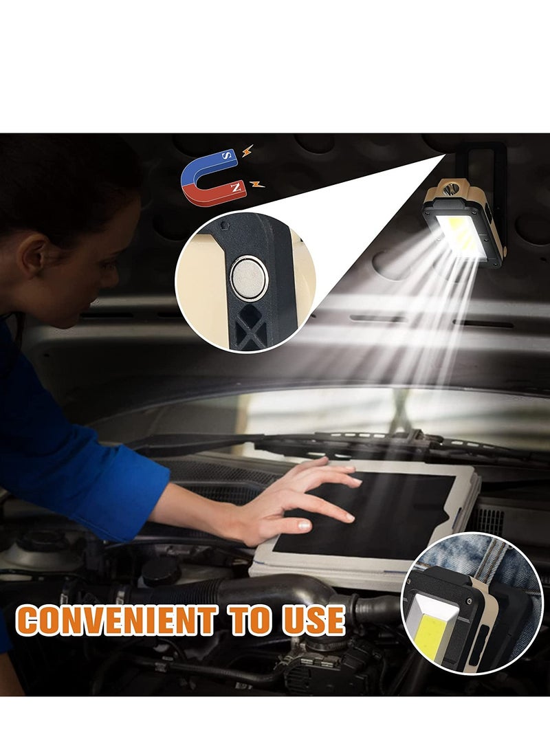 Excefore LED Work Light, Rechargeable Light Mechanic COB Inspection 1200 Lumens IPX4 Waterproof with Magnetic Hanging Hook, Job Site Lighting for Camping, Car Repairing, Backpacking, Yellow - Image 3