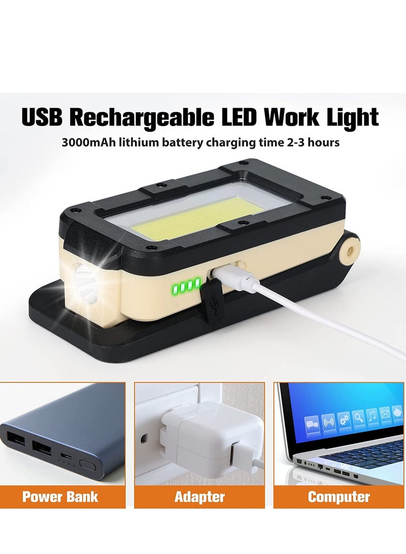 Excefore LED Work Light, Rechargeable Light Mechanic COB Inspection 1200 Lumens IPX4 Waterproof with Magnetic Hanging Hook, Job Site Lighting for Camping, Car Repairing, Backpacking, Yellow - Image 4