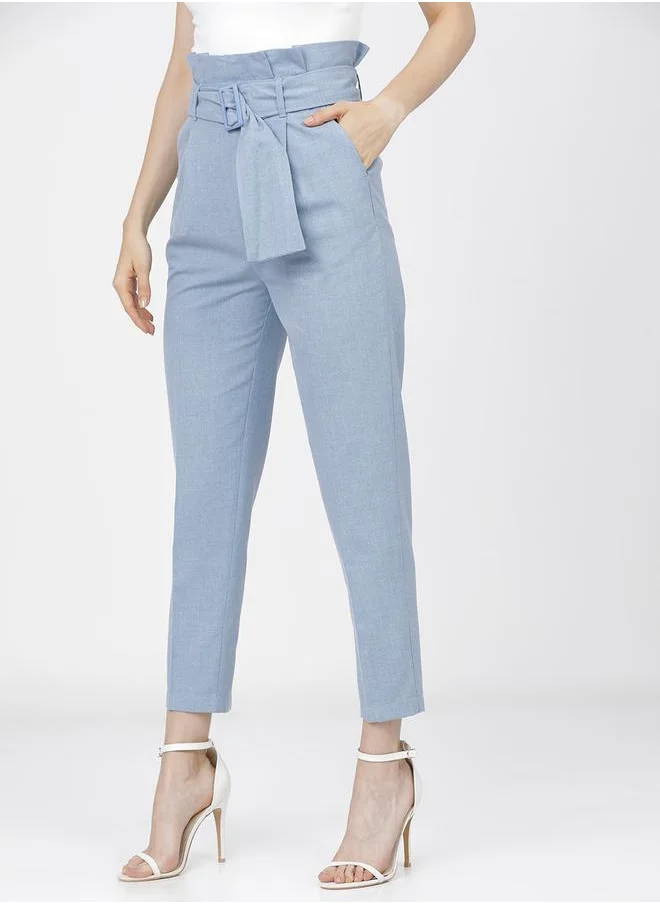 طوكيو توكيز High Rise Tapered Fit Crop Trousers with Belt