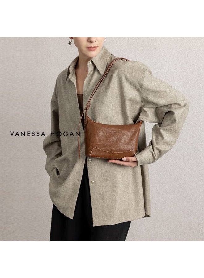 Vanessa Hogan vh Women's Bag Xinran Hobo Bag Small Size Casual Top Layer Vegetable Tanned Cowhide Lightweight Armpit Single Shoulder Bag - Image 2