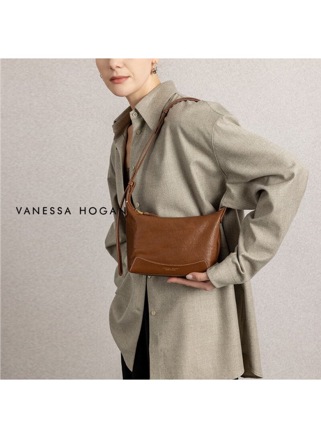 Vanessa Hogan vh Women's Bag Xinran Hobo Bag Small Size Casual Top Layer Vegetable Tanned Cowhide Lightweight Armpit Single Shoulder Bag - Image 4