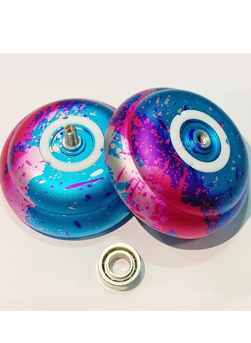 NIBEMINENT Professional Unresponsive Yoyo Aluminum Beginner Colorful Yo-Yos Ball, for Advanced Yoyos Players Kids with 10 Yo-Yo Strings Bag, Glove - Image 2