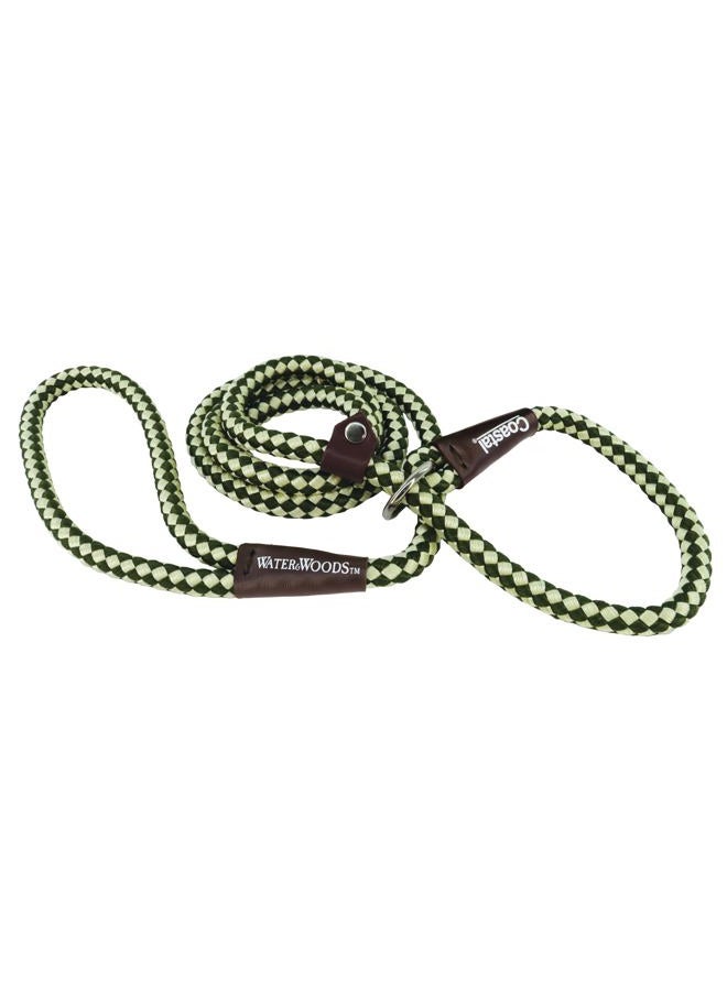 Coastal Water & Woods Braided Rope Dog Slip Leash by Coastal Pet - Heavy-Duty Dog Leash - Comfortably Accommodate Various Sizes - Easy Slip Design - Green & White, 1/2" x 6'  - Image 1