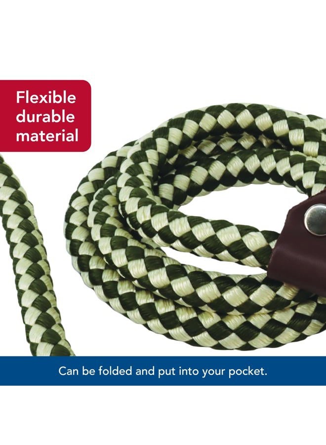 Coastal Water & Woods Braided Rope Dog Slip Leash by Coastal Pet - Heavy-Duty Dog Leash - Comfortably Accommodate Various Sizes - Easy Slip Design - Green & White, 1/2" x 6'  - Image 4