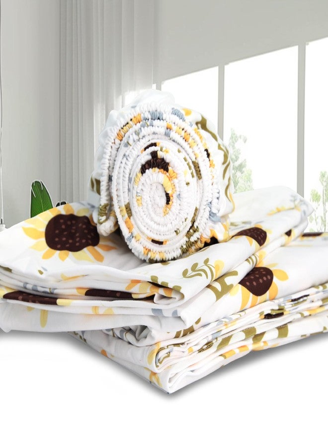 Marquess Microfiber Flannel Sheet Set -Luxury Printed 4 Piece Bedding Collection-Deep Pocket Ultra Soft & Durable (White, Queen) - Image 4