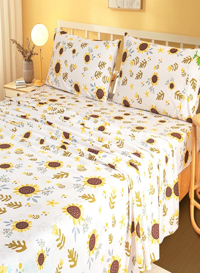 Marquess Microfiber Flannel Sheet Set -Luxury Printed 4 Piece Bedding Collection-Deep Pocket Ultra Soft & Durable (White, Queen) - Image 1