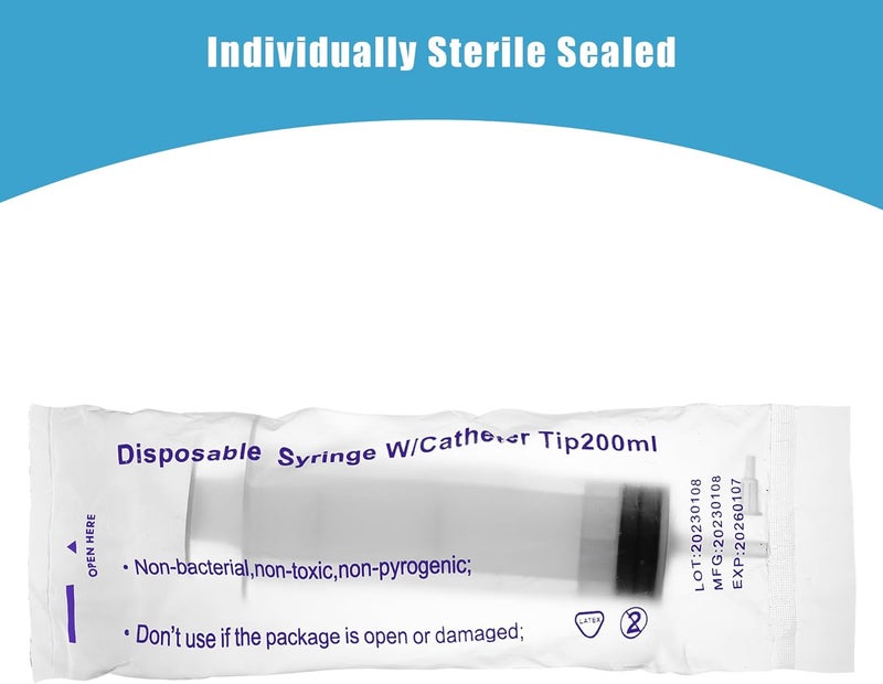 COTOM 200 ml Large Syringe Plastic, Pet Feeding Syringe Sterile Packaging for Scientific Laboratories, Measurement, Dispensing, Watering, Refill Small apartment fit - Image 5