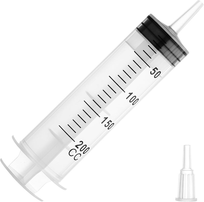 COTOM 200 ml Large Syringe Plastic, Pet Feeding Syringe Sterile Packaging for Scientific Laboratories, Measurement, Dispensing, Watering, Refill Small apartment fit - Image 1