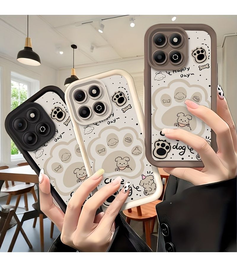 غطاء هاتف لـ Honor X9D باللون الأبيض العاجي - تصميم كرتوني لطيف لطبعة كف كلب - نمط سنابل الأرز "سكاي آي" للفتيات الجميلات - Image 2