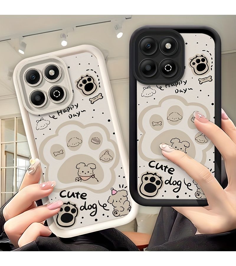 غطاء هاتف لـ Honor X9D باللون الأبيض العاجي - تصميم كرتوني لطيف لطبعة كف كلب - نمط سنابل الأرز "سكاي آي" للفتيات الجميلات - Image 1