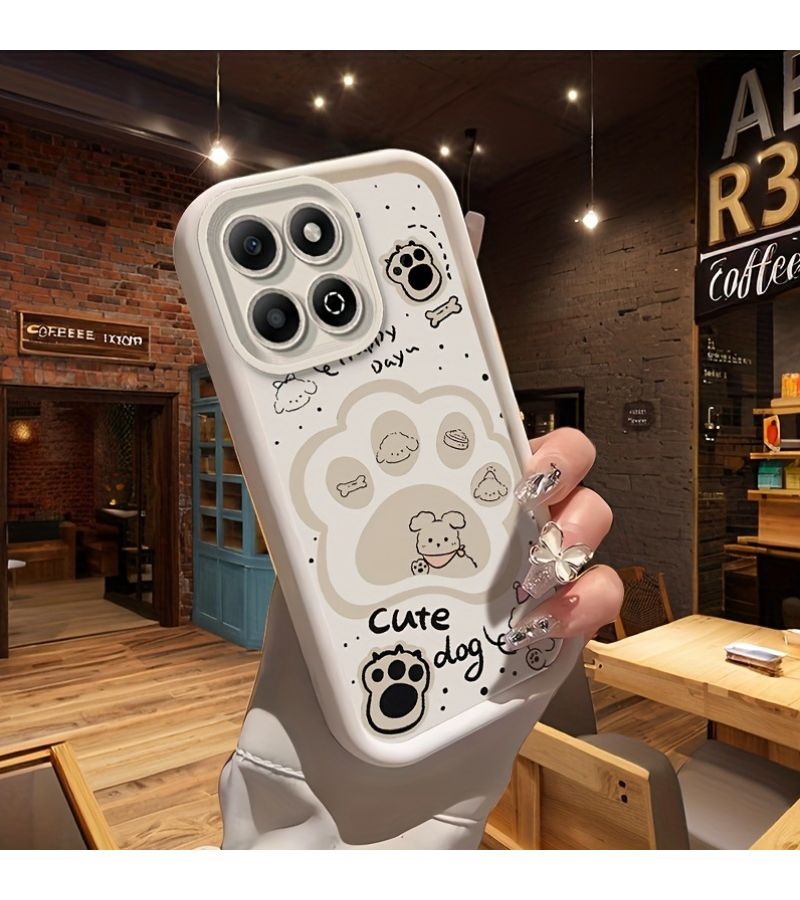 غطاء هاتف لـ Honor X9D باللون الأبيض العاجي - تصميم كرتوني لطيف لطبعة كف كلب - نمط سنابل الأرز "سكاي آي" للفتيات الجميلات - Image 4