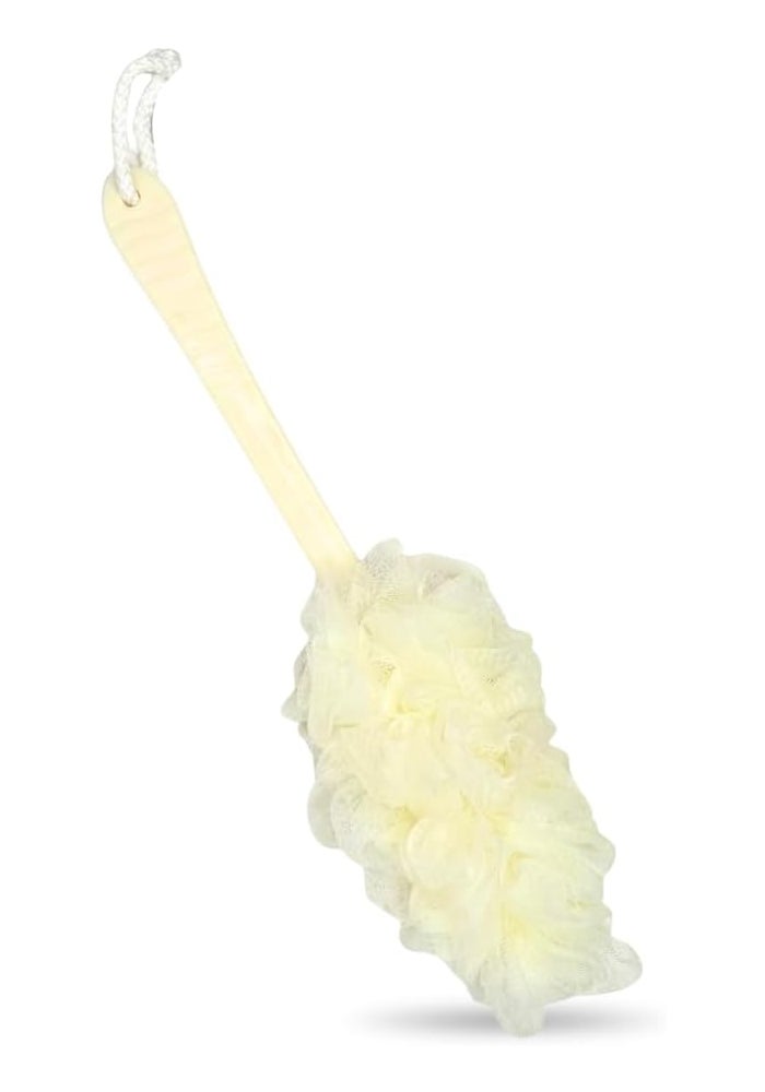 Glitters Long Handle Bath Loofah & Body Brush – Cream Exfoliating Back Scrubber for Shower - Image 1