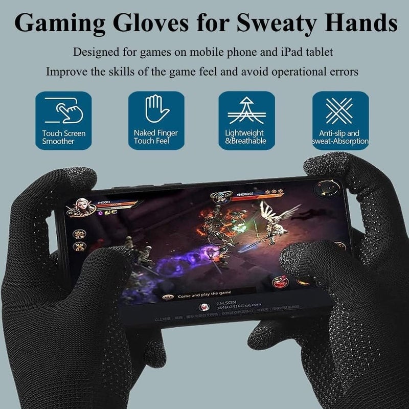 TMG Touchscreen Gloves for Mobile Phone/iPad Tablet, Anti Sweat Gaming Gloves, Breathable Seamless Full Finger Game Gloves, Black, One Size, Unisex - Image 4