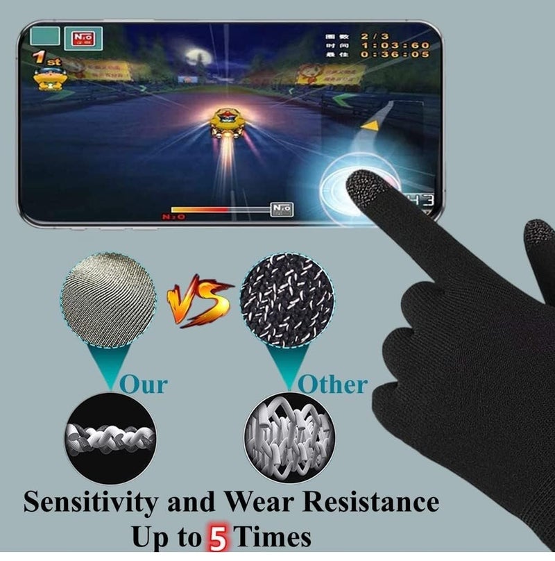 TMG Touchscreen Gloves for Mobile Phone/iPad Tablet, Anti Sweat Gaming Gloves, Breathable Seamless Full Finger Game Gloves, Black, One Size, Unisex - Image 5