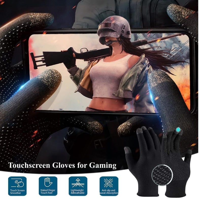 TMG Touchscreen Gloves for Mobile Phone/iPad Tablet, Anti Sweat Gaming Gloves, Breathable Seamless Full Finger Game Gloves, Black, One Size, Unisex - Image 2