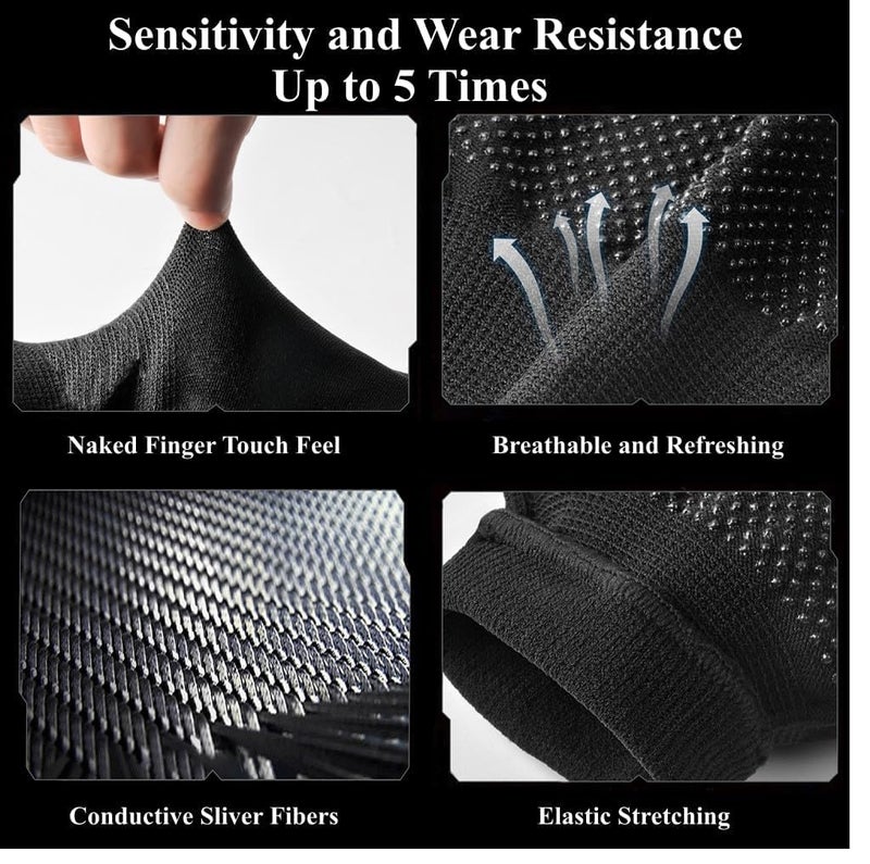 TMG Touchscreen Gloves for Mobile Phone/iPad Tablet, Anti Sweat Gaming Gloves, Breathable Seamless Full Finger Game Gloves, Black, One Size, Unisex - Image 3