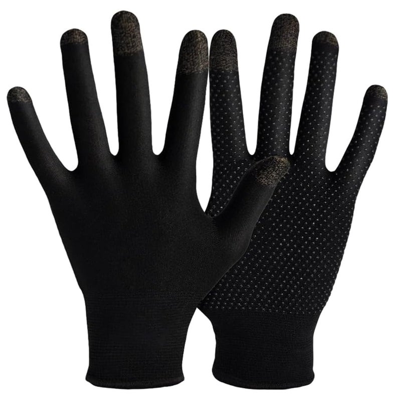 TMG Touchscreen Gloves for Mobile Phone/iPad Tablet, Anti Sweat Gaming Gloves, Breathable Seamless Full Finger Game Gloves, Black, One Size, Unisex - Image 1