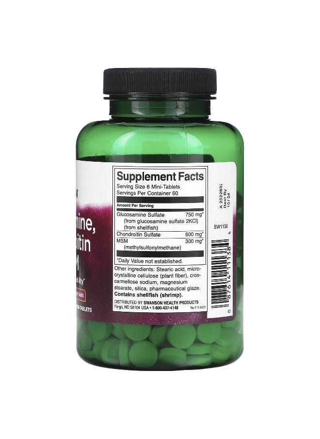SWANSON Swanson, Glucosamine, Chondroitin & MSM, 360 Mini Tablets  - Image 2