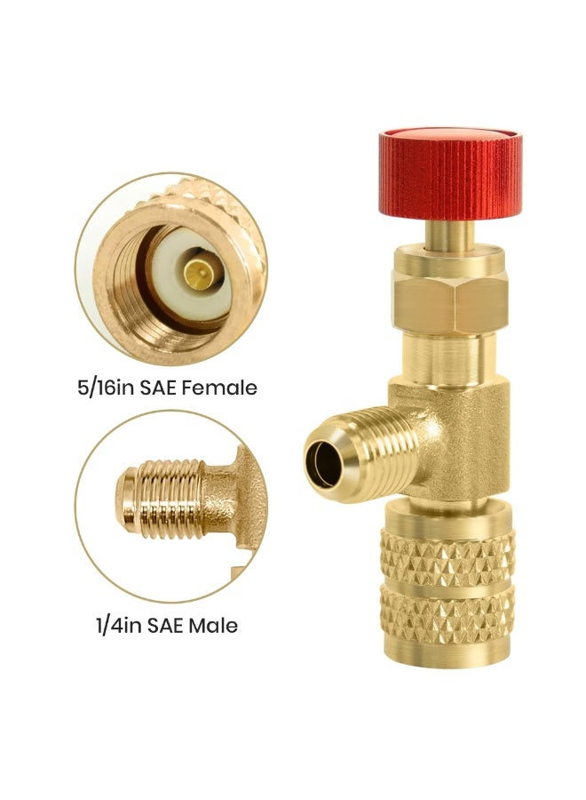 هاسذيب صمام شحن المبرد HASTHIP® لمكيف الهواء، محول شحن التبريد R22/R410A، صمام شحن تكييف الهواء 1/4" SAE ذكر إلى 5/16" SAE أنثى محول نحاسي - Image 2