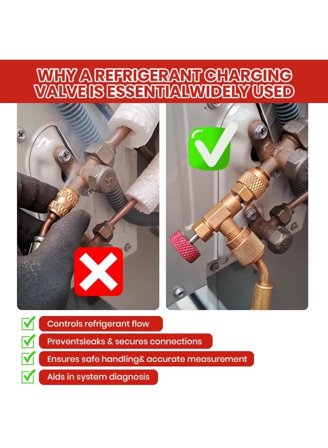 هاسذيب صمام شحن المبرد HASTHIP® لمكيف الهواء، محول شحن التبريد R22/R410A، صمام شحن تكييف الهواء 1/4" SAE ذكر إلى 5/16" SAE أنثى محول نحاسي - Image 4