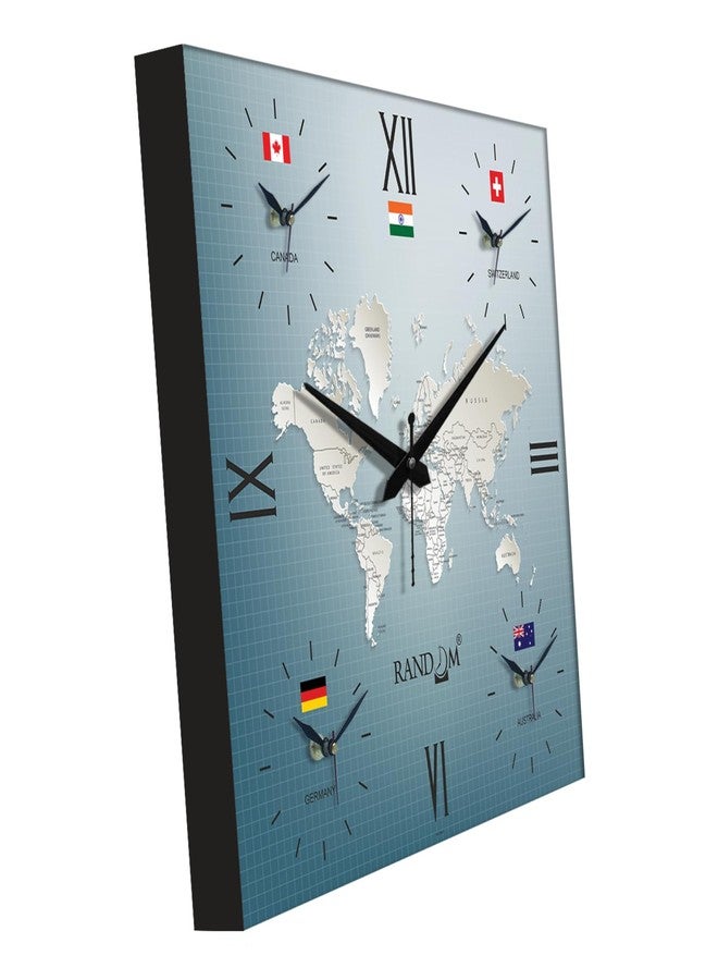 RANDOM Silent Movement World Wall Clock with Different Time Zones for Home/Living Room/Bedroom/Office/Shops/Dining Hall Stylish Clock - Multi - 9354 - Image 4