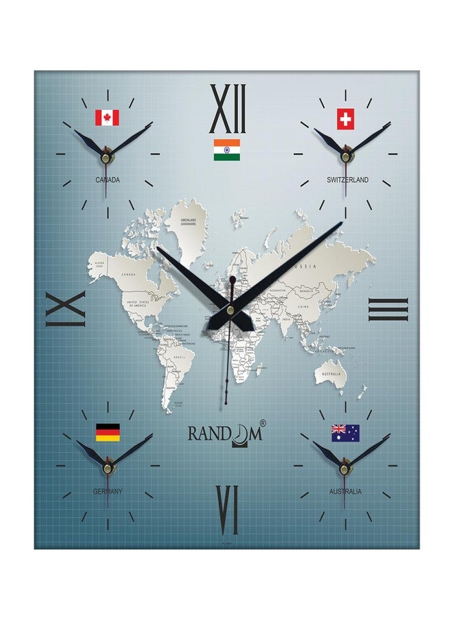 RANDOM Silent Movement World Wall Clock with Different Time Zones for Home/Living Room/Bedroom/Office/Shops/Dining Hall Stylish Clock - Multi - 9354 - Image 1