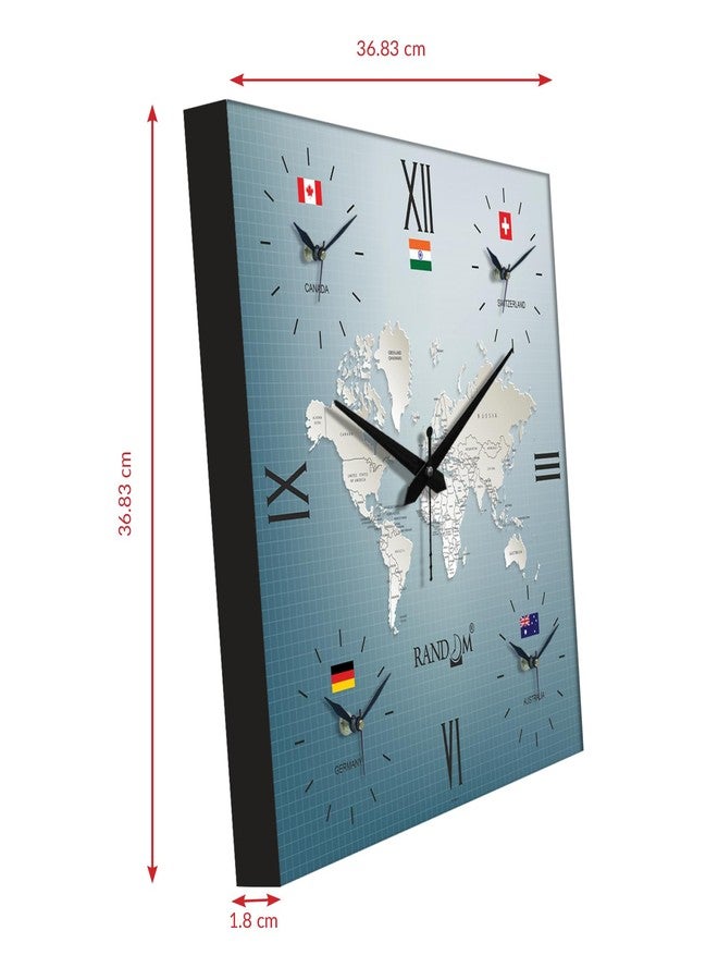 RANDOM Silent Movement World Wall Clock with Different Time Zones for Home/Living Room/Bedroom/Office/Shops/Dining Hall Stylish Clock - Multi - 9354 - Image 5
