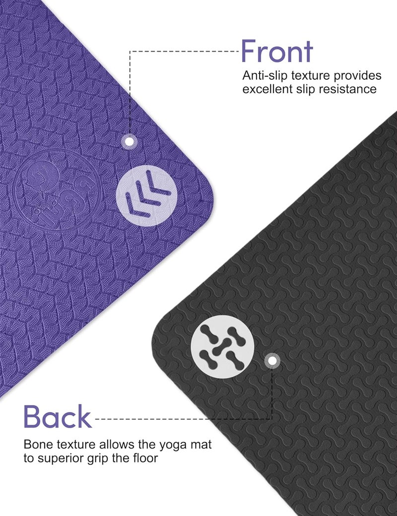 IUGA Yoga Mat Thick Non Slip Anti-tear Pilates Mat Eco Friendly Hot Yoga Mats for Workout & Exercise(72"x 24"x 6mm) - Image 3