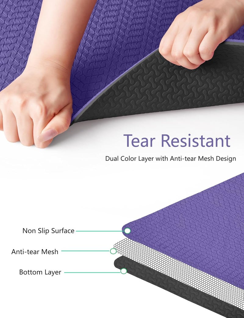 IUGA Yoga Mat Thick Non Slip Anti-tear Pilates Mat Eco Friendly Hot Yoga Mats for Workout & Exercise(72"x 24"x 6mm) - Image 4