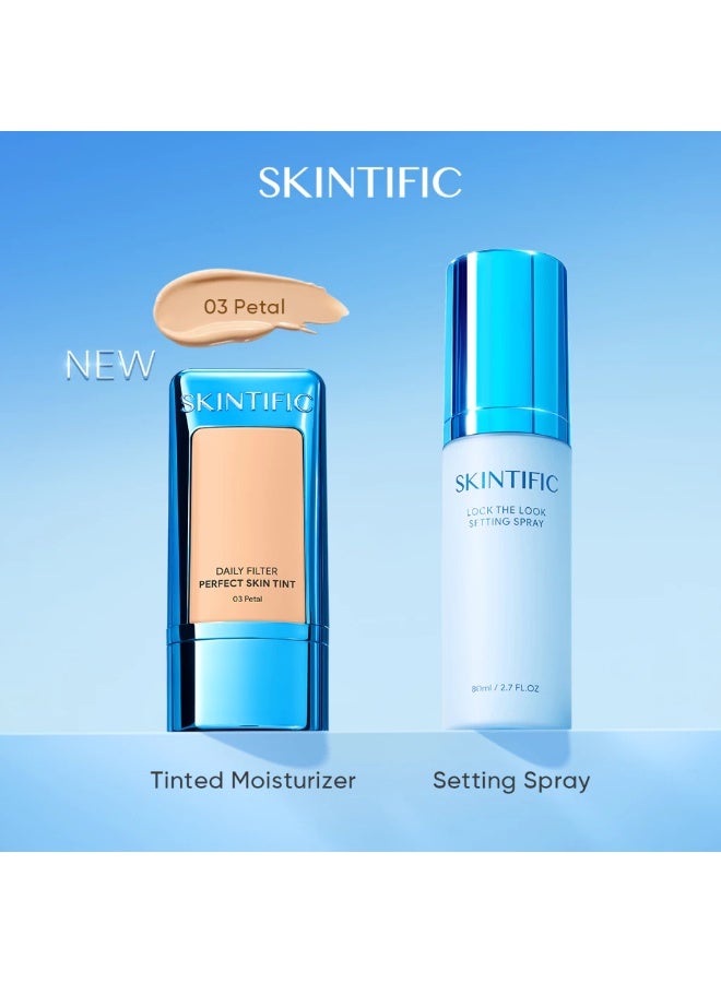 SKINTIFIC Daily Filter Perfect Skin Tint 03 Petal 28g + Lock The Look Setting Spray 80ml | Long Lasting Natural Makeup Set - Image 1