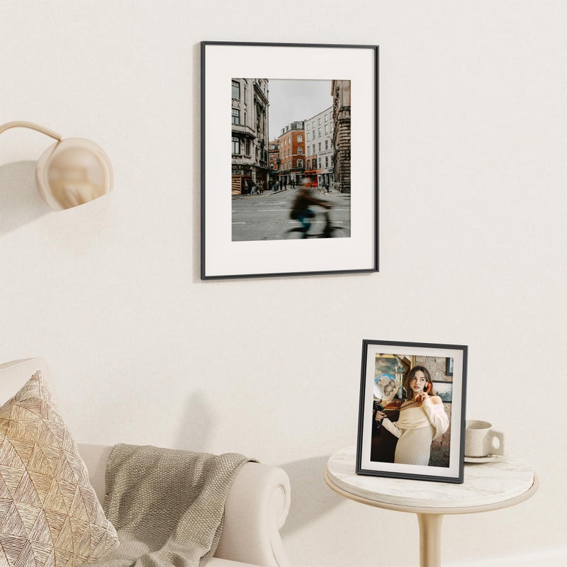 FLYJOE 12x16 إطار الصورة المعدنية 12 × 16 إطارات صور الألومنيوم مع 9x12 قابلة للإزالة حصيرة عالية الدقة شبكي العمودي والأفقي خطاف الجدار معلق الأجهزة السوداء 1 حزمة - Image 3
