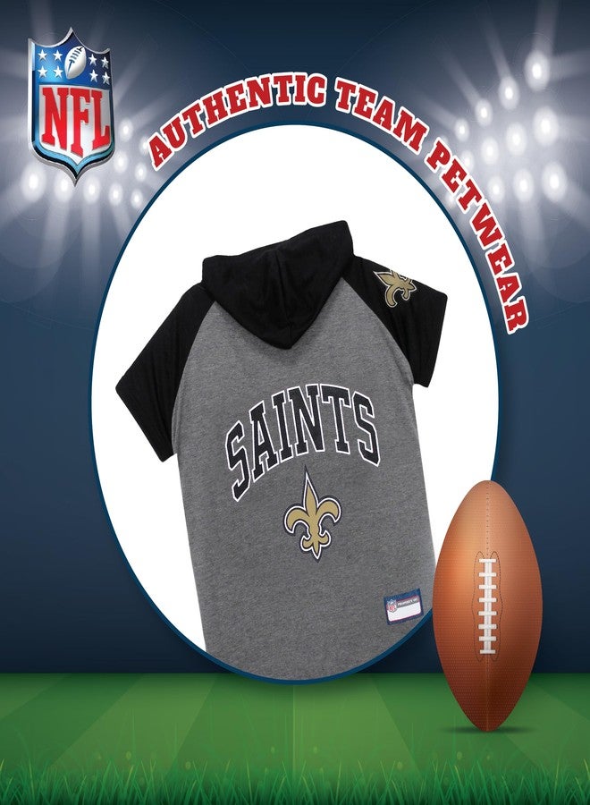 Pets First NFL New Orleans Saints Hoodie for Dogs & Cats. | NFL Football Licensed Dog Hoody Tee Shirt, Medium | Sports Hoody T-Shirt for Pets | Licensed Sporty Dog Shirt - Image 3