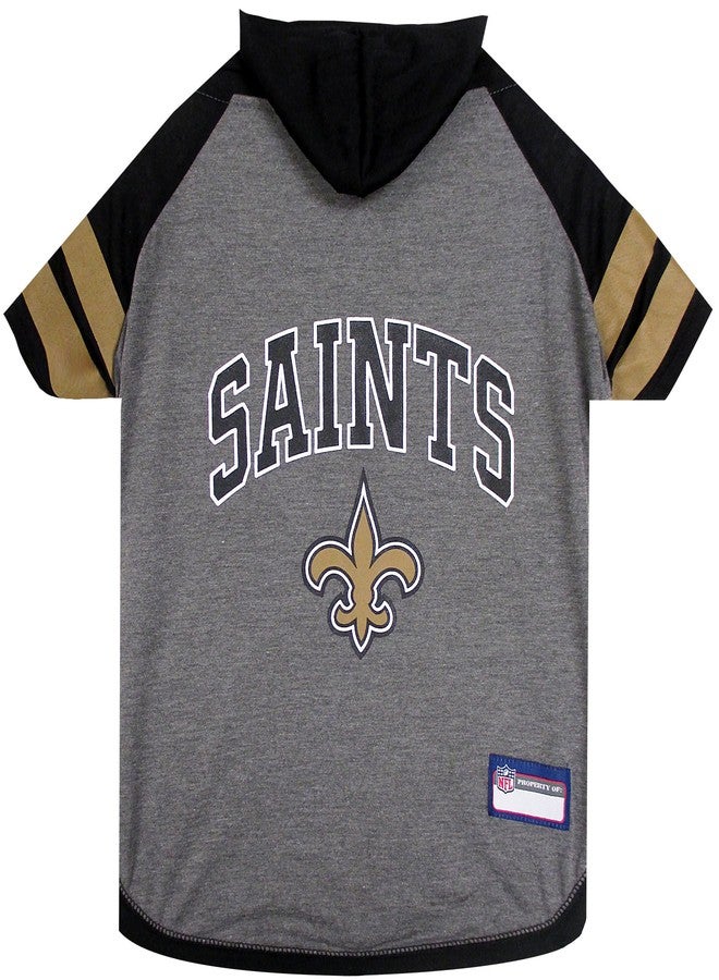 Pets First NFL New Orleans Saints Hoodie for Dogs & Cats. | NFL Football Licensed Dog Hoody Tee Shirt, Medium | Sports Hoody T-Shirt for Pets | Licensed Sporty Dog Shirt - Image 1