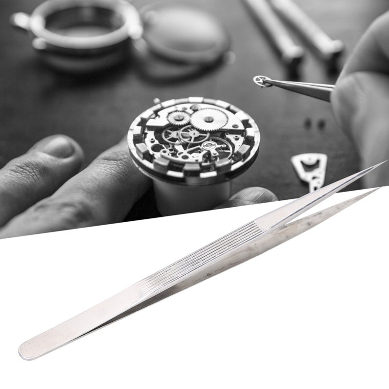 Precision Watch Repairing Tweezers: Alloy AntiSlip Material - Durable Deformation Resistant Jewelry Tweezers for Watchmakers, Jewelry Repair Workers and Small Parts Handling - Image 1