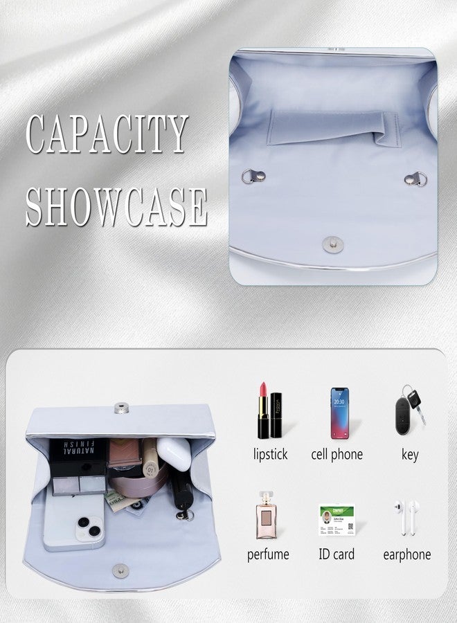 Larcenciel Patent Leather Clutch Purses for Women, Fashion Metallic Silver Envelope Evening Bags with Chain Straps, Ladies Handbags Party Bag for Prom Party Wedding Cocktail Formal Events Nights Out - Image 5