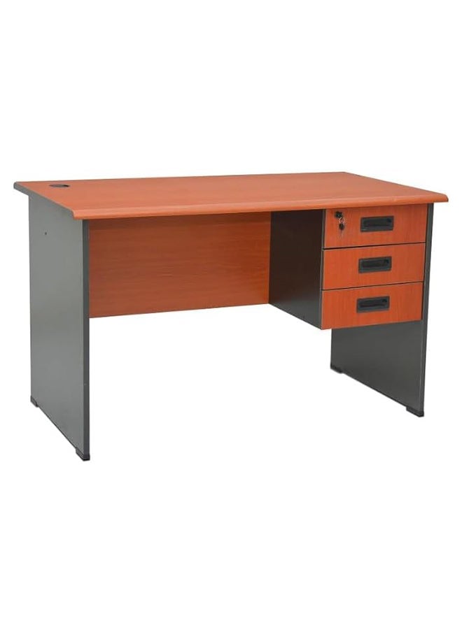 MAF furniture Wooden Office Desk Maf-Wt140Cm With 3 Drawer With 1 Drawer With Key Lock Simple Desk Easy To Install And Easy To Move Anywhere Good For Home Use Office Use Etc. (Cherry)  - Image 1