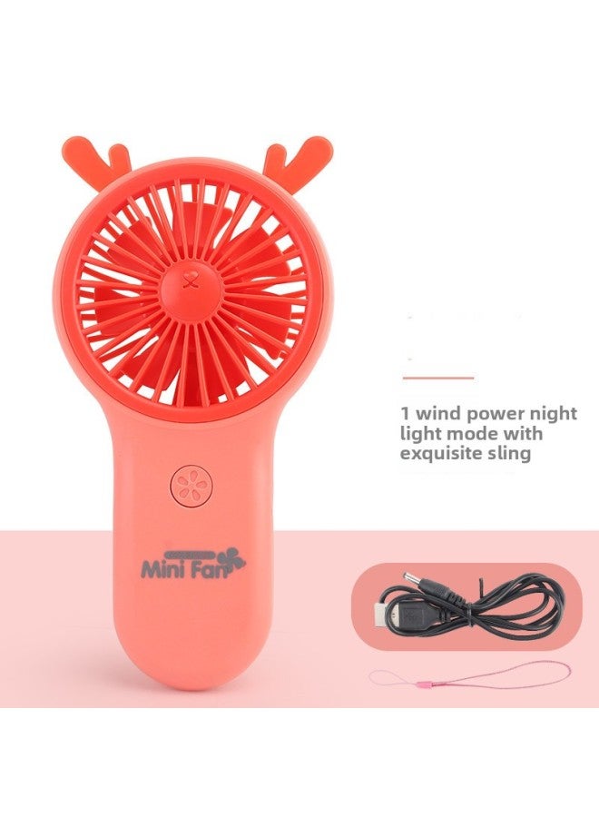 general Handheld Charging Mini Silent Usb Fan Student Office Portable Small Fan Outdoor Wholesale-Color:Orange Adorable Deer - Image 1
