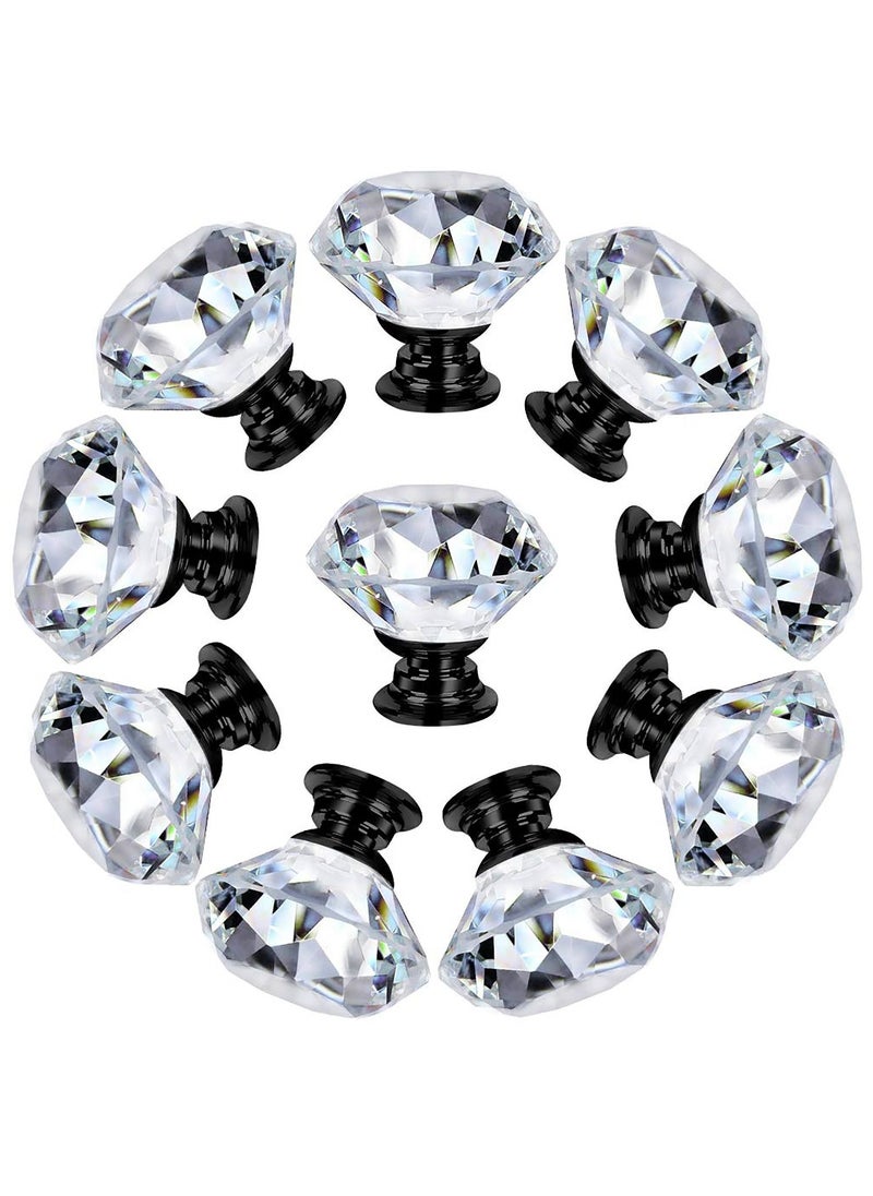 Generic - 10 Pack Dresser Drawer Cabinet Knobs 30 mm Diamond Shaped Crystal Glass Knobs Pulls for Kitchen Wardrobe Cupboard - Image 1