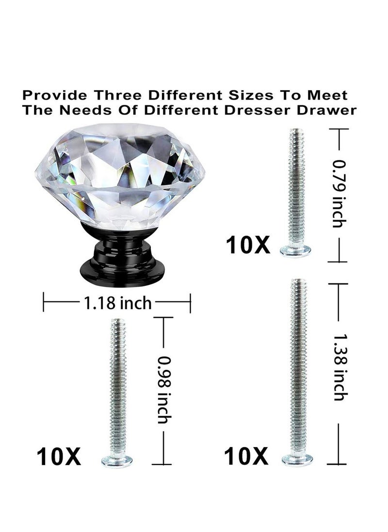 Generic - 10 Pack Dresser Drawer Cabinet Knobs 30 mm Diamond Shaped Crystal Glass Knobs Pulls for Kitchen Wardrobe Cupboard - Image 1