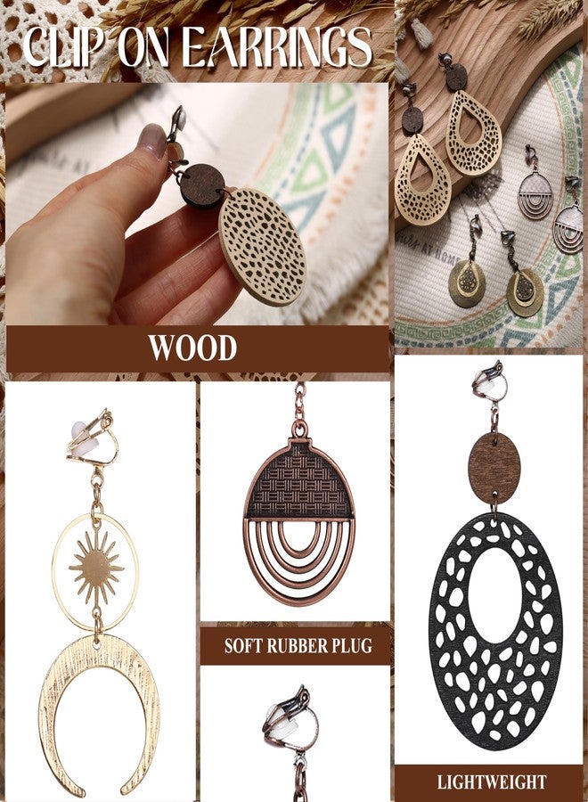 Thunaraz Clip on Dangle Earrings for Women - Bohemian Trendy Clip on Earrings Lightweight Comfortable Earrings Hypoallergenic Drop Clip ons for Non-pierced Ears Disc Teardrop Earrings - Image 2