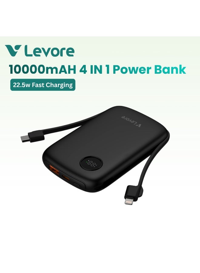 LEVORE 10000mAh 22.5W Built in Cable Powerbank LP511-BK - Image 1