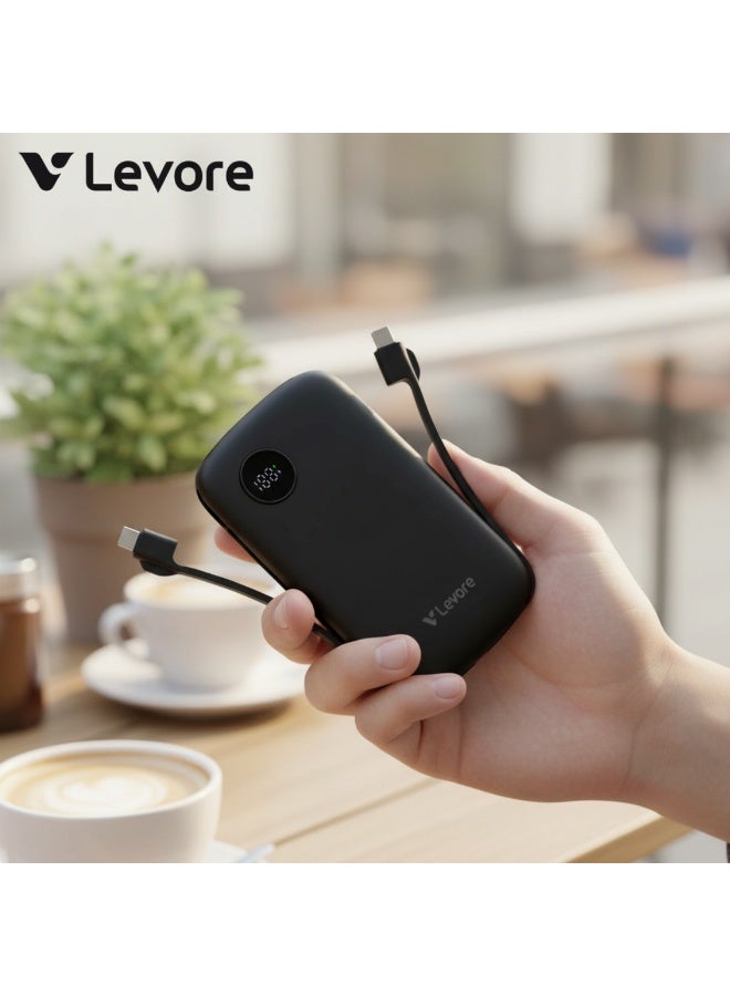 LEVORE 10000mAh 22.5W Built in Cable Powerbank LP511-BK - Image 3