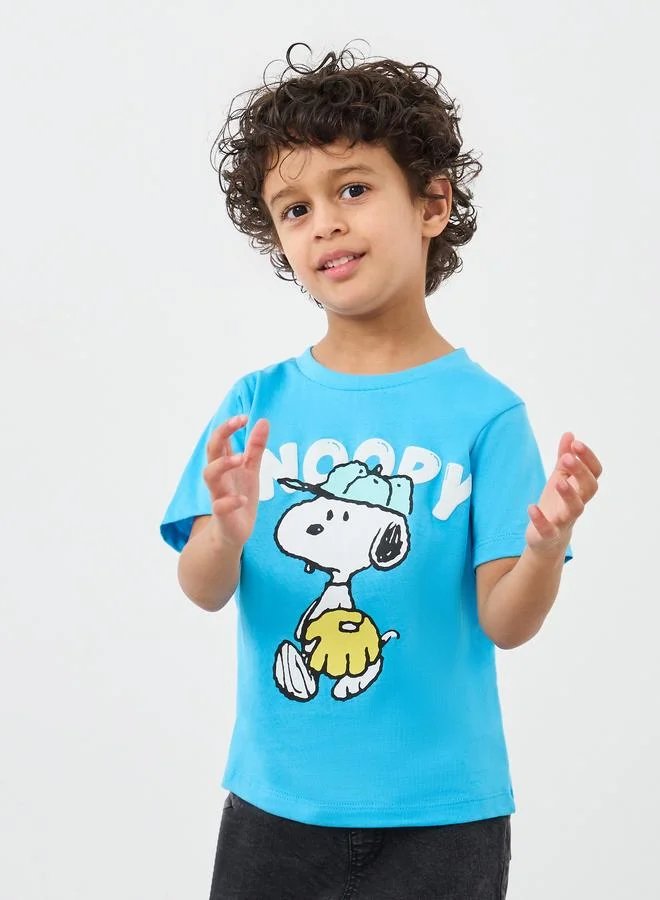 ستايلي Styli Boys Blue Snoopy Graphic Print Short Sleeve Oversized T-Shirt