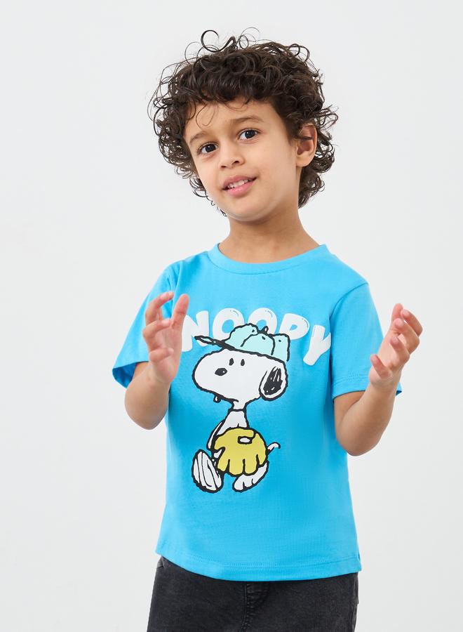 ستايلي تيشيرت ستيل بويز أزرق بطبعة سنوبي برسومات قصيرة الأكمام مقاس كبير - Image 1