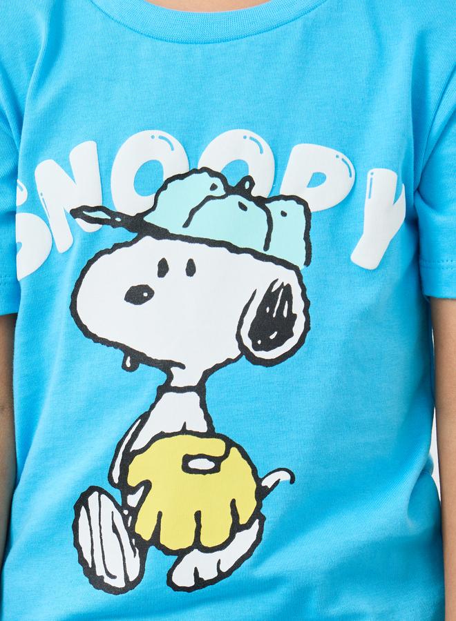 ستايلي تيشيرت ستيل بويز أزرق بطبعة سنوبي برسومات قصيرة الأكمام مقاس كبير - Image 3