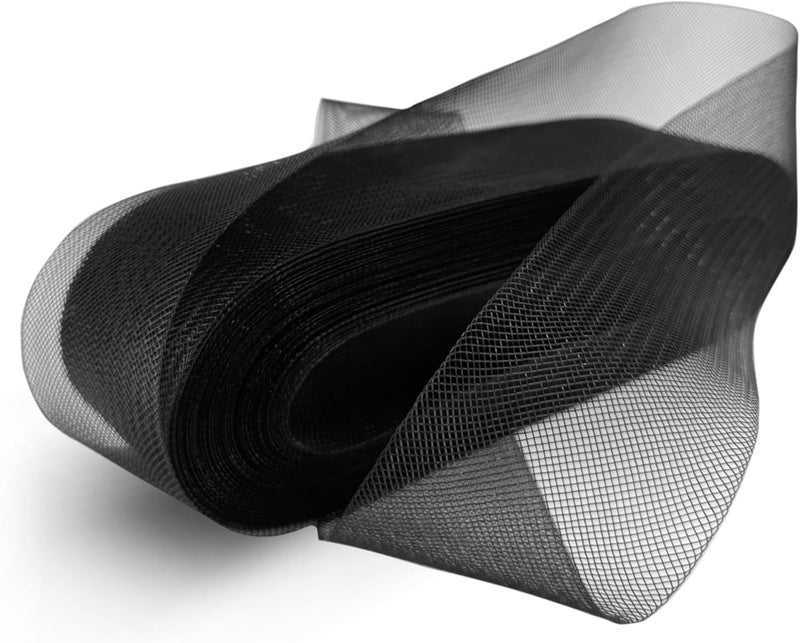 TopTrimming 50 Yards 4" Stiff Horsehair Braid (Black) Polyester Boning for Sewing Wedding Dresses, Dance Gowns and Accessories