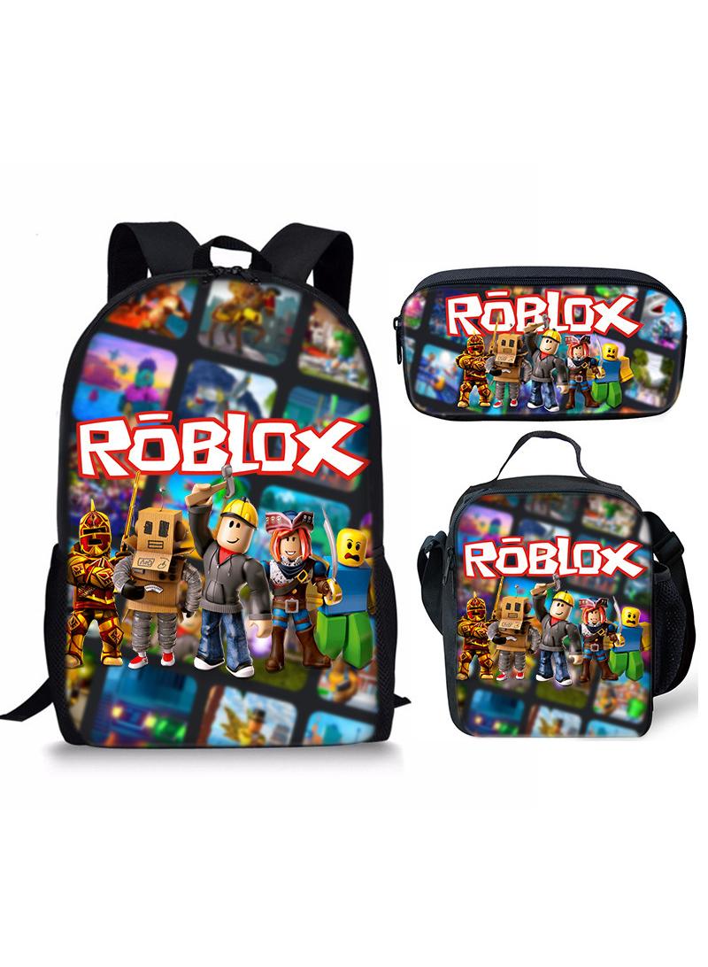 3 Pcs Set Roblox Bags Backpack School Bag Lunch Bag Pencil Case Anime Backpack Gaming Peripherals  - Image 1