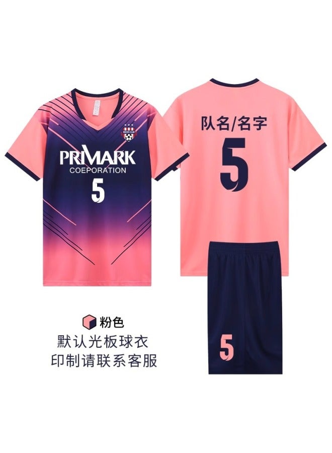 7708-pink Football Uniform Set For Men, Short-sleeved Training Uniform, Competition Team Uniform, Village Super Football Jersey, Breathable Quick-dry Fan Version
